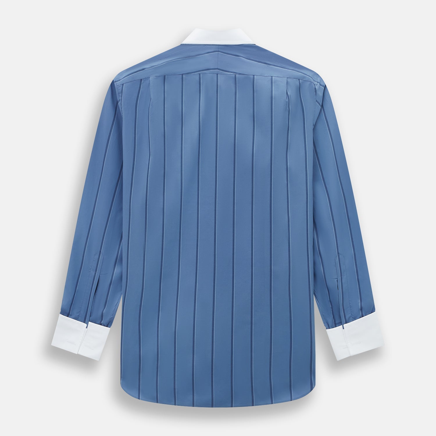 Steel Grey Track Stripe Shirt with Contrast T&A Collar and Cuffs