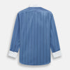 Steel Grey Track Stripe Shirt with Contrast T&A Collar and Cuffs