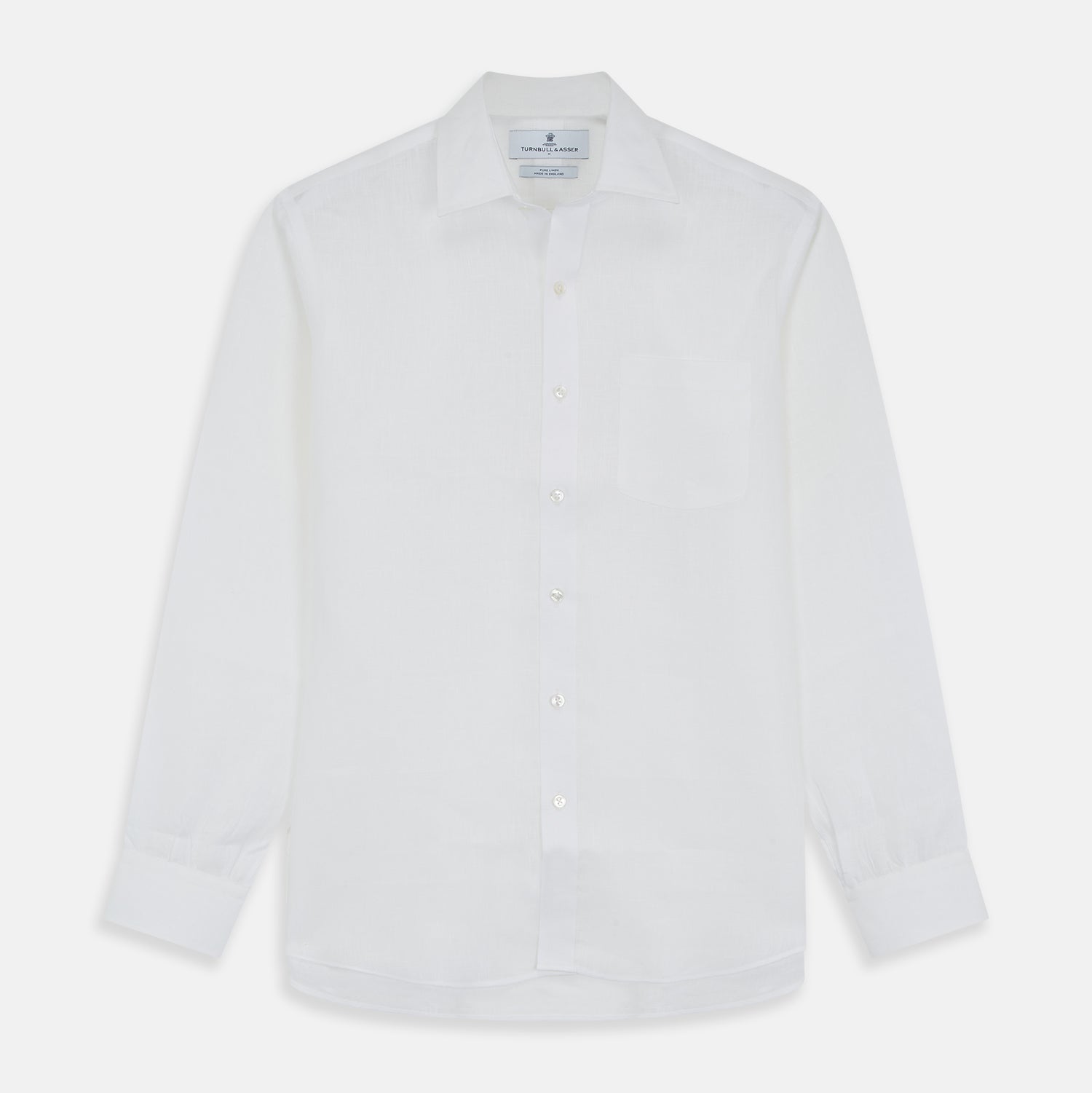 White Weekend Fit Linen Finch Shirt With Derby Collar And Chest Pocket