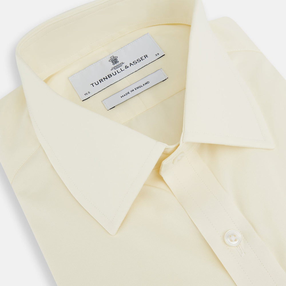 Cream Cotton Shirt with T&A Collar and Double Cuffs