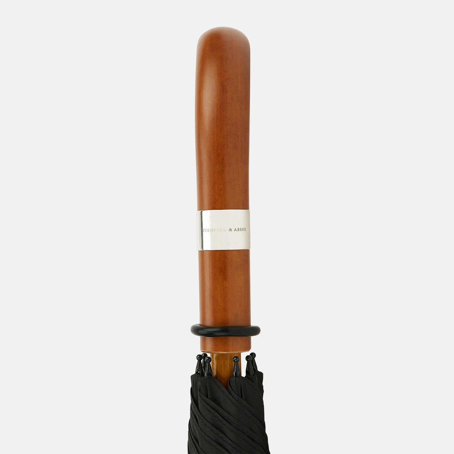 Black Traveller Umbrella with Malacca Crook Handle