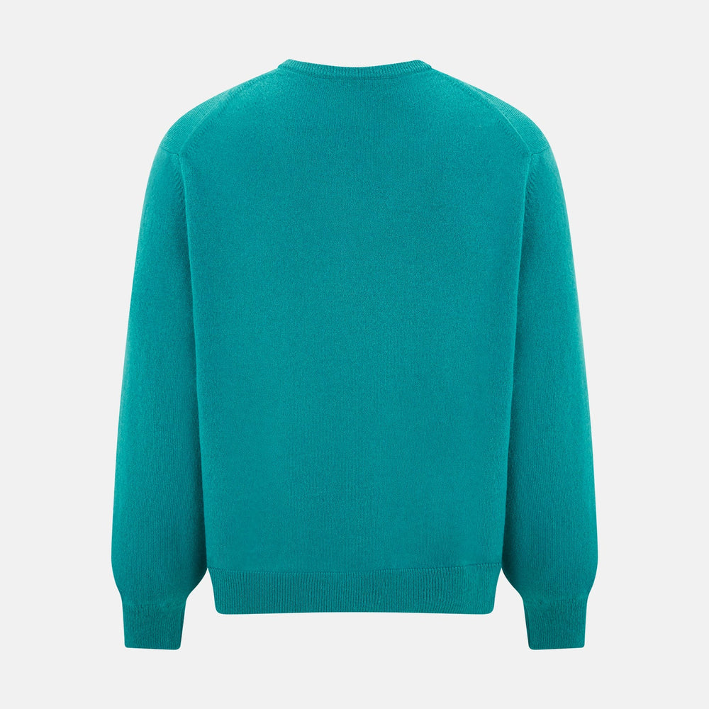 Turquoise Cashmere V-neck Jumper