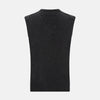 Charcoal Grey Melange V-Neck Sleeveless Cashmere Vest
