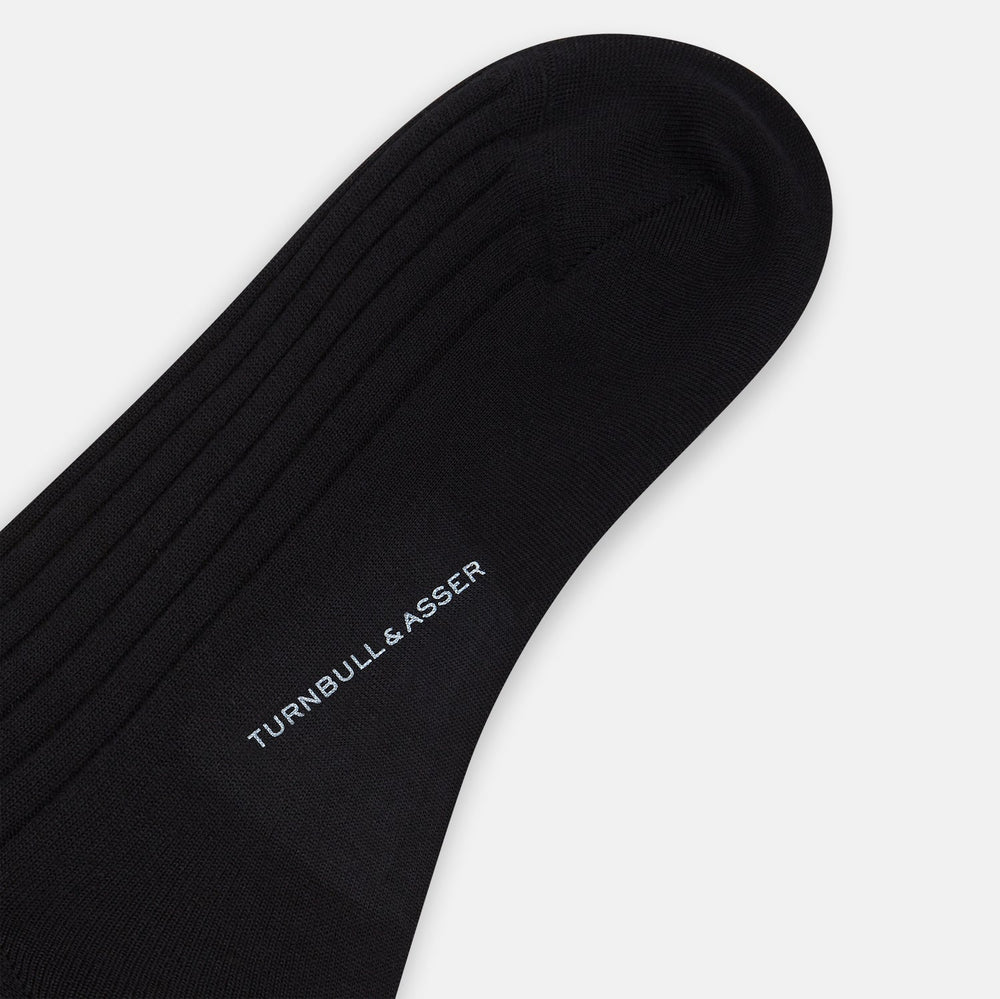 Black Wool Mid-Length Socks