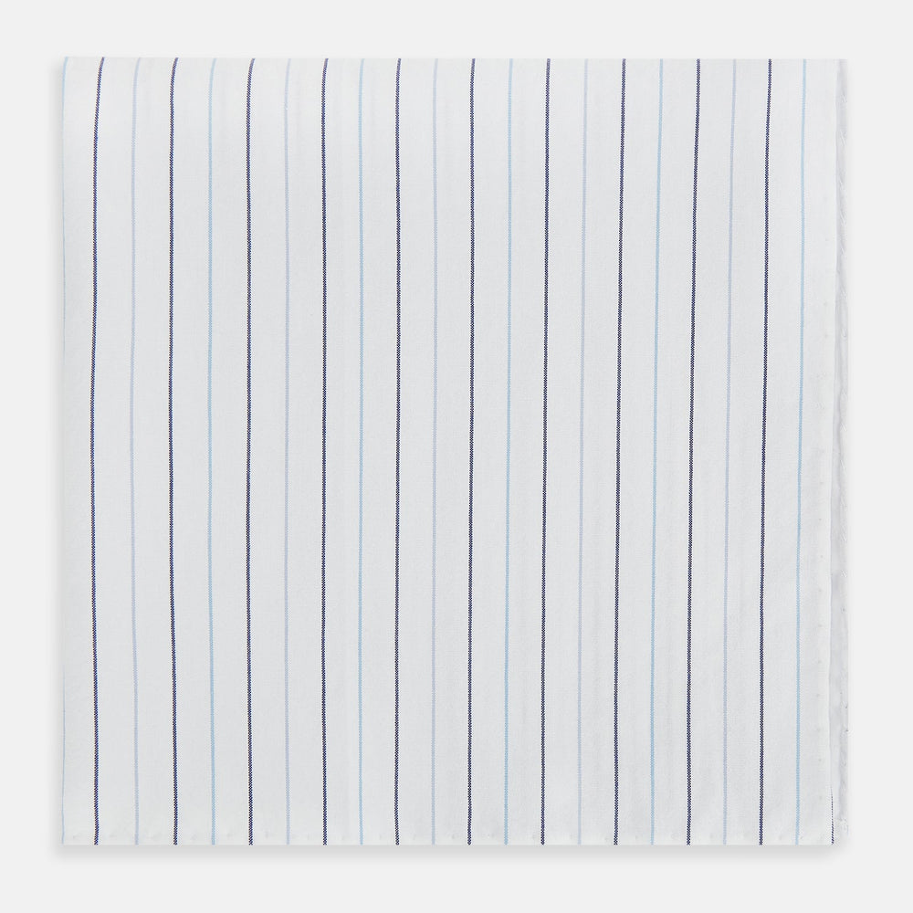 Navy and Blue Wide Pinstripe Hand-Rolled Handkerchief