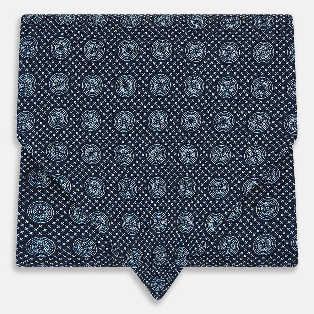 Navy Medallion Silk Cravat