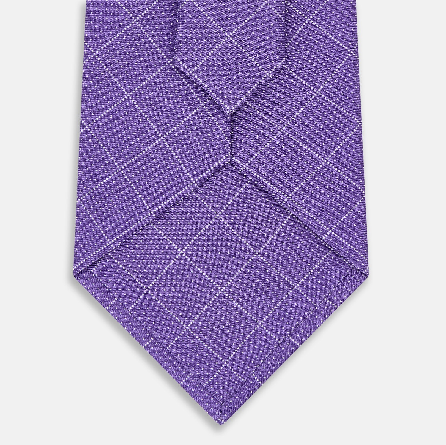 Purple Dotted Check Pattern Printed Silk Tie