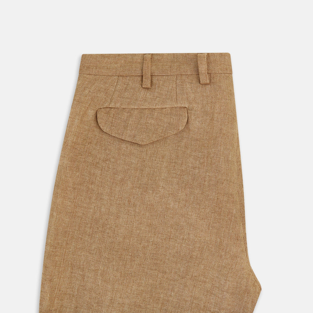 Camel Striped Linen Edmund trousers
