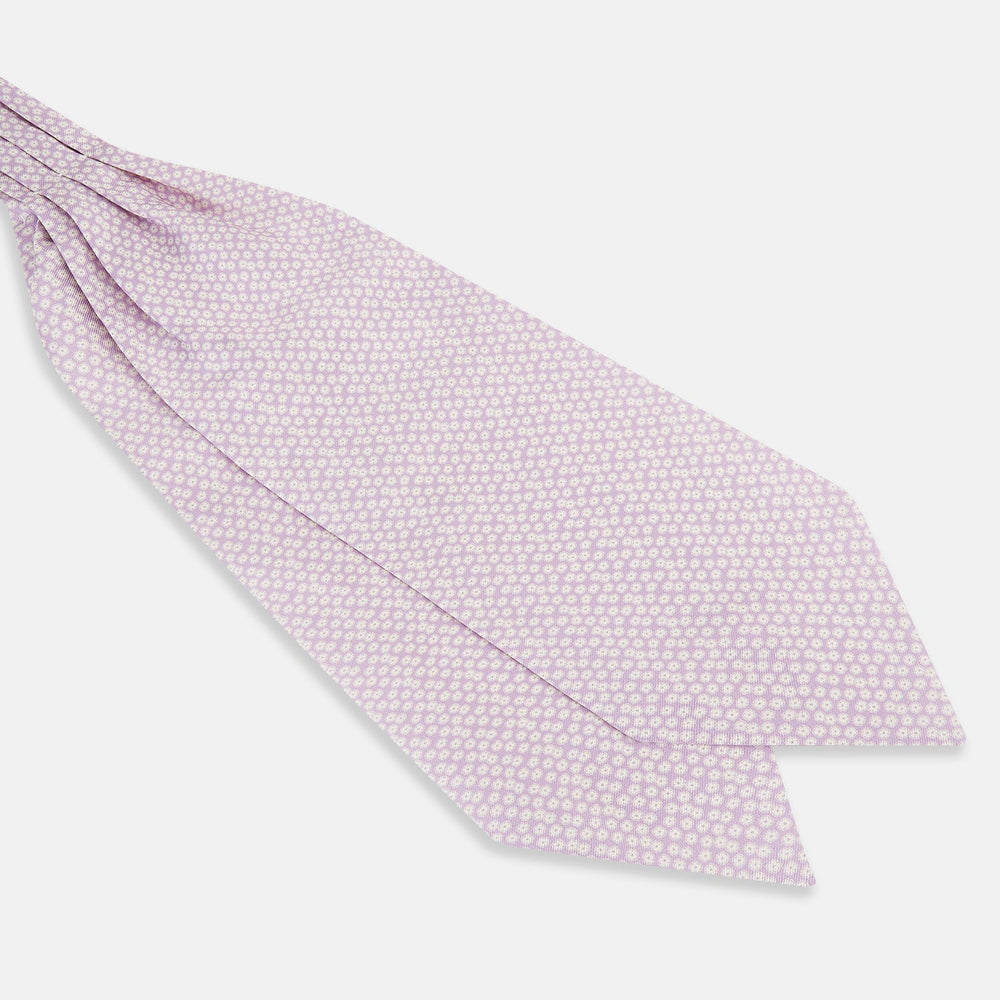 Lilac Flower Patterned Silk Cravat