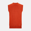 Red Orange Cashmere Sleeveless Cardigan