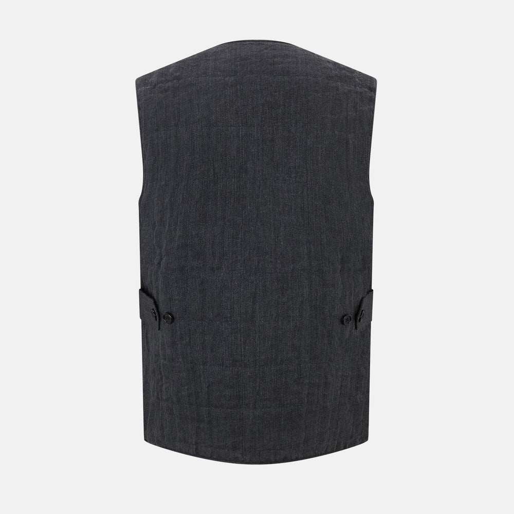 Ash Quilted Linen Herringbone Waistcoat