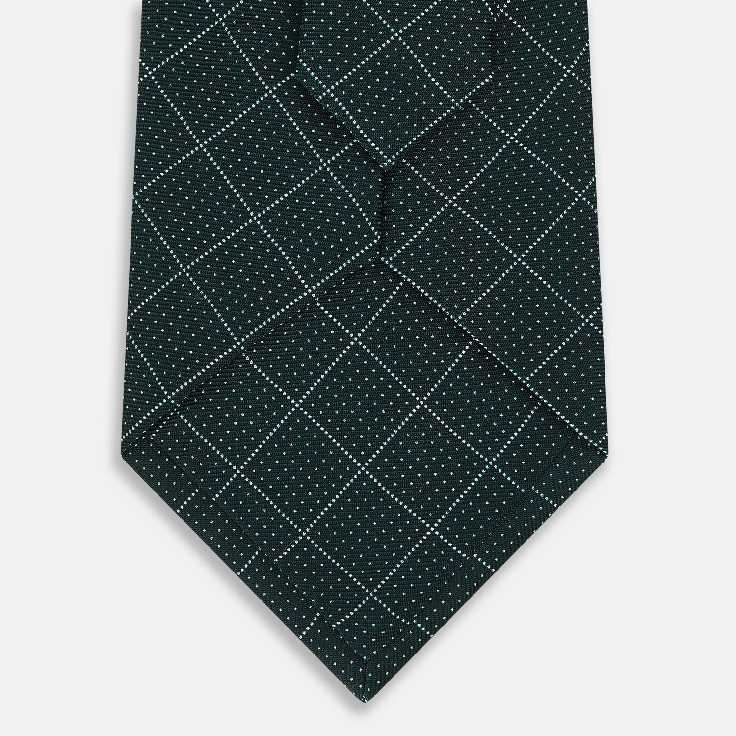 Light Petrol Dotted Check Pattern Printed Silk Tie