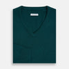 Moss Green Cashmere V-Neck Jumper