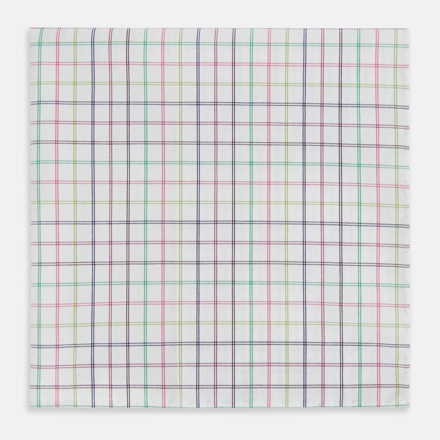 Green Multi Double Grid Check Hand-Rolled Handkerchief