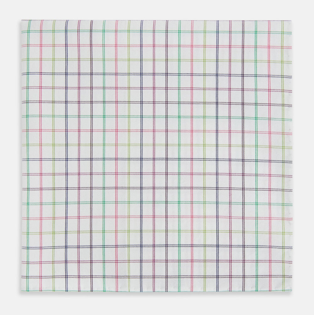 Green Multi Double Grid Check Hand-Rolled Handkerchief