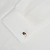 Burgundy and White Striped Oval Enamel Cufflinks