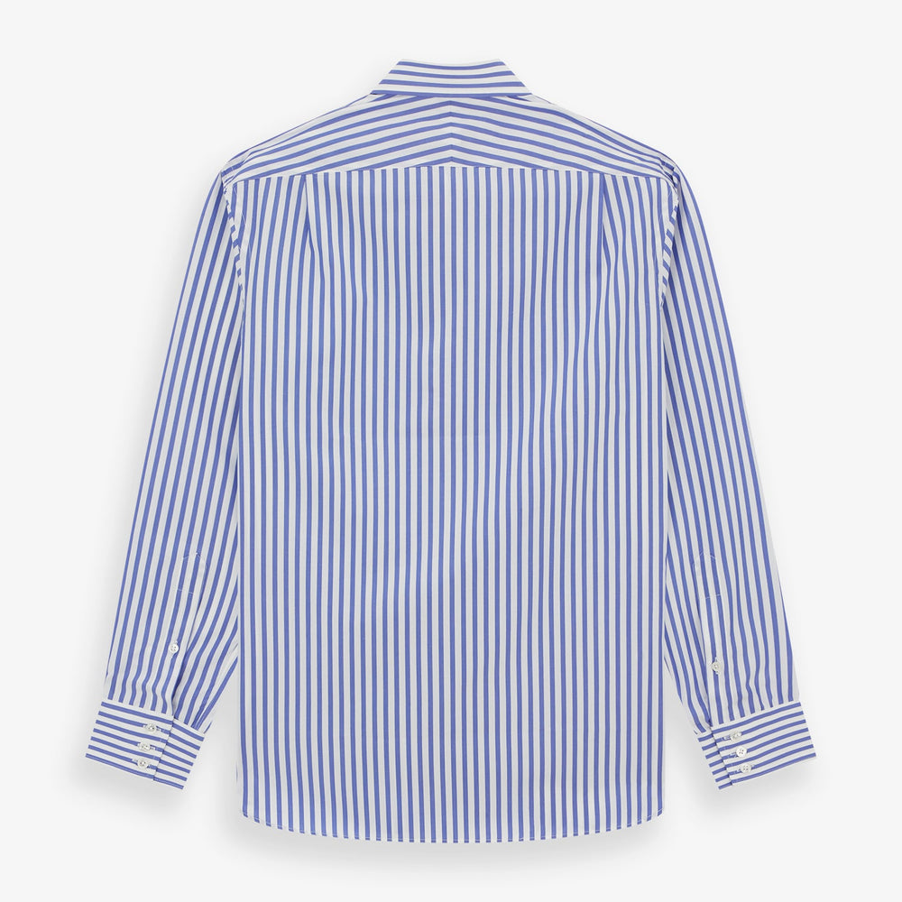 Tailored Fit Blue and White Candy Stripe Shirt with Kent Collar and 3-Button Cuffs