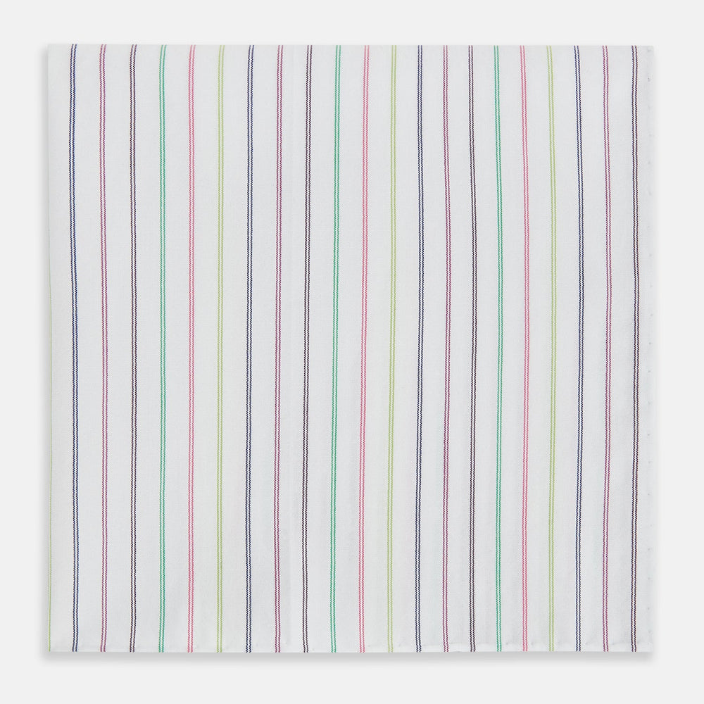 Green Multi Double Pinstripe Hand-Rolled Handkerchief