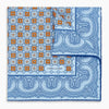 Blue Floral Tile and Paisley Silk Pocket Square