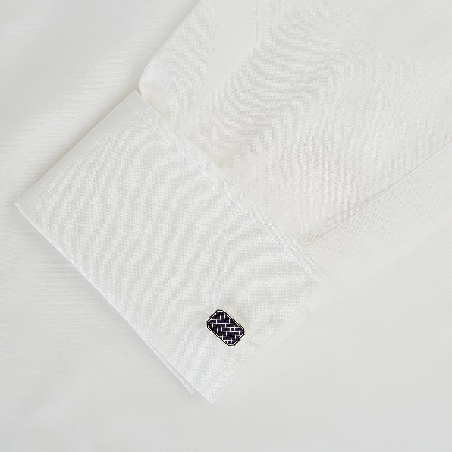 Navy Checkered Rectangular Enamel Cufflinks