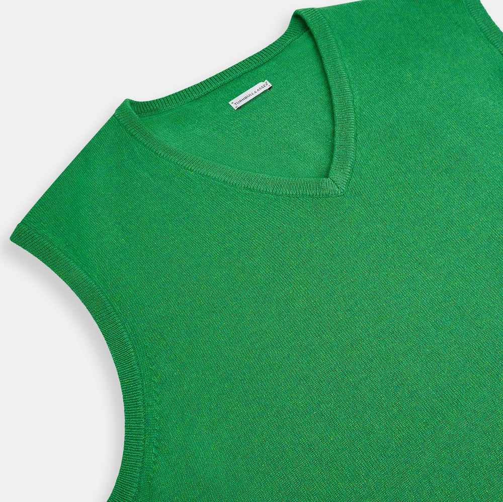 Fern Green Cashmere V-Neck Vest