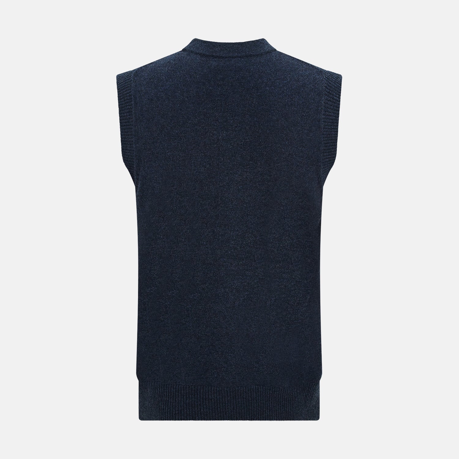 Navy Melange Cashmere Sleeveless Cardigan