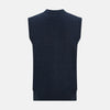 Navy Melange Cashmere Sleeveless Cardigan