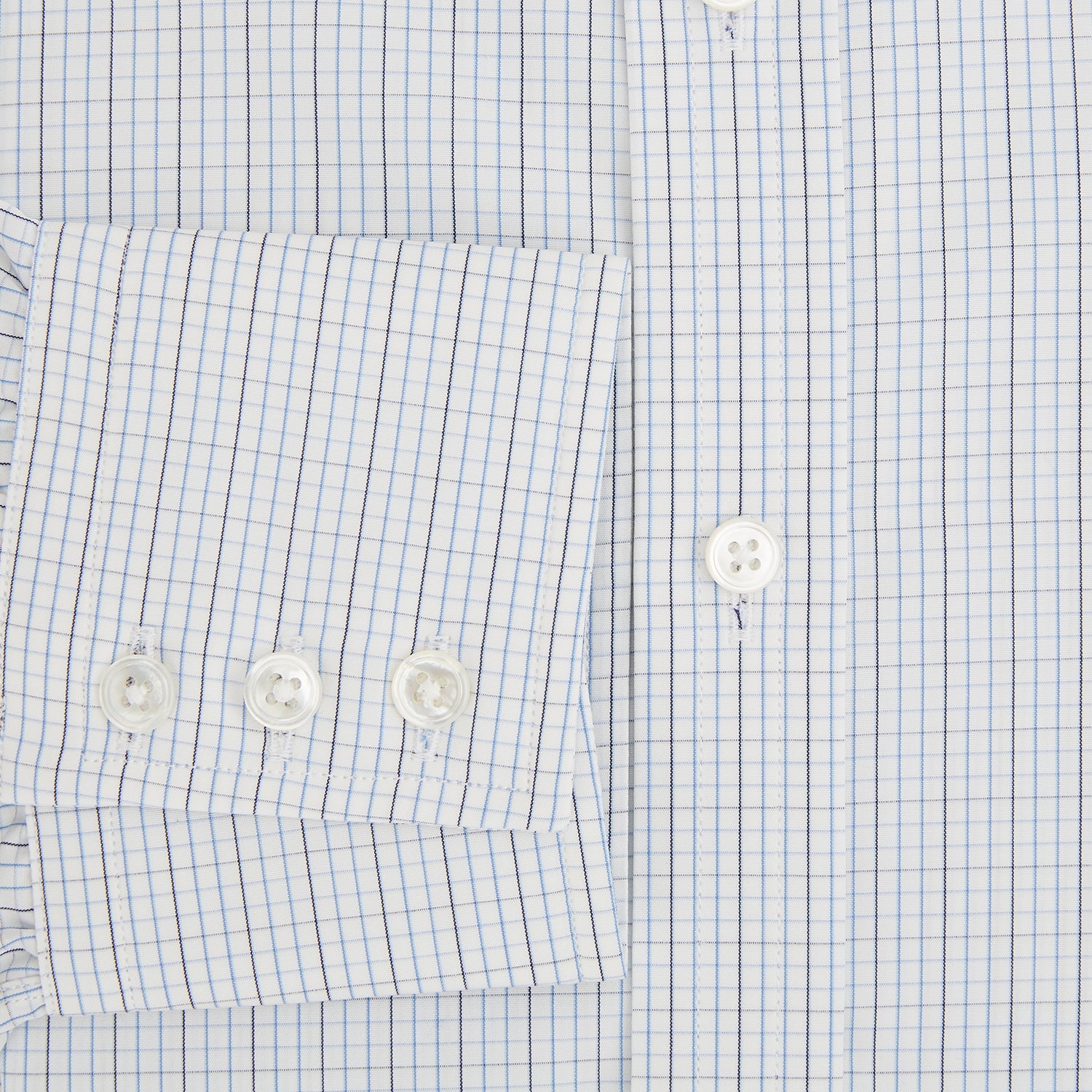 Pale Blue and Navy Grid Check Mayfair Shirt