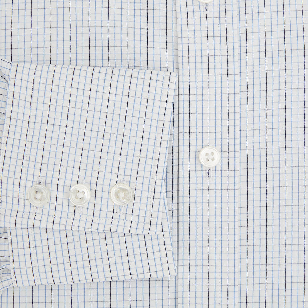 Pale Blue and Navy Grid Check Mayfair Shirt