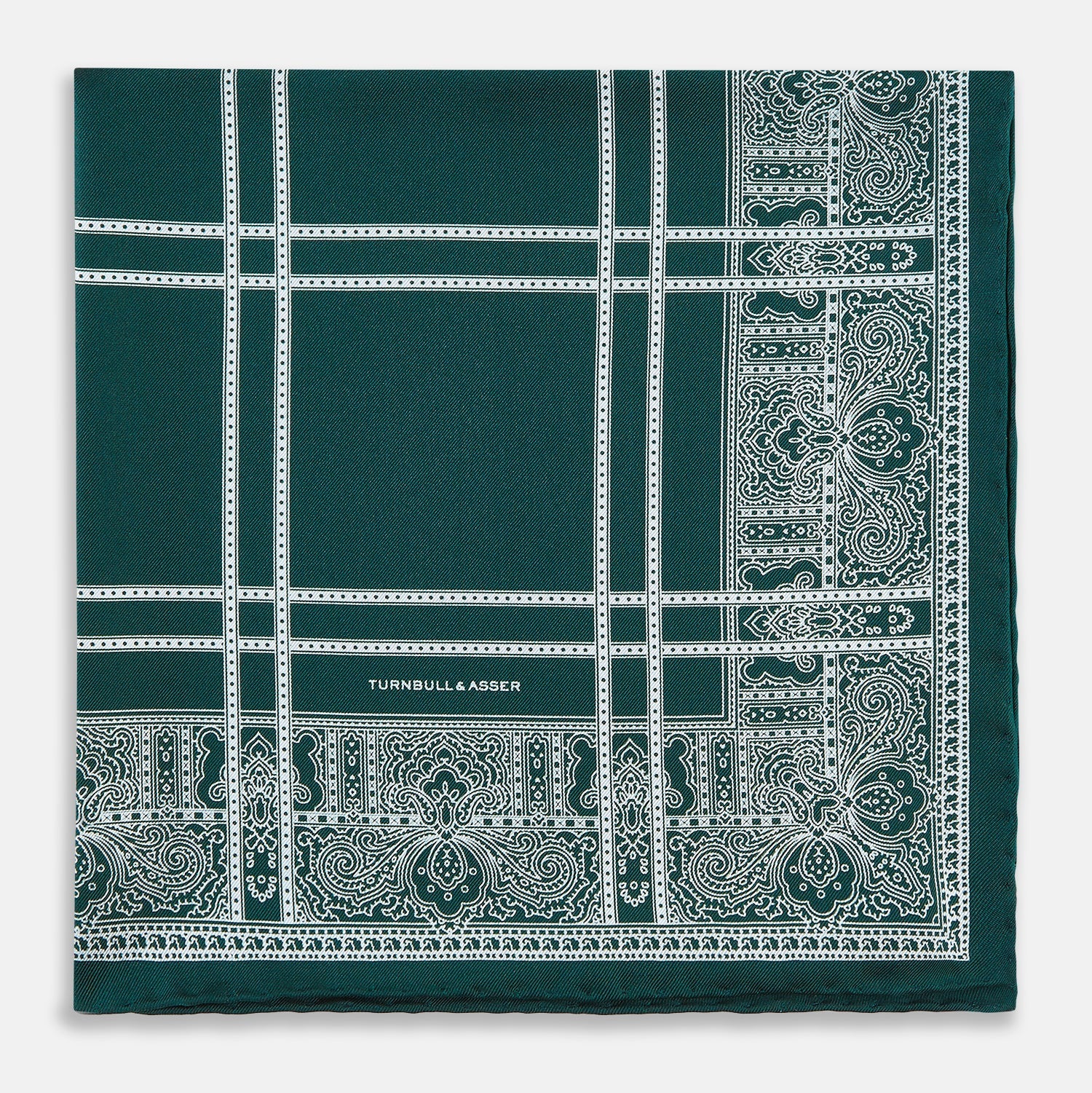 Forest Green Paisley Bandana Patterned Silk Pocket Square
