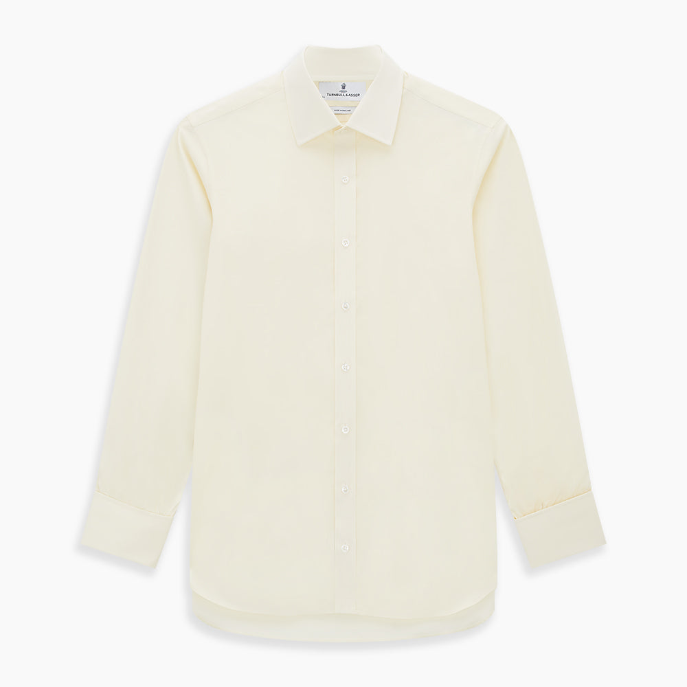 Cream Cotton Shirt with T&A Collar and Double Cuffs