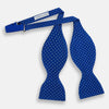 Electric blue and White Spot Silk Bow Tie