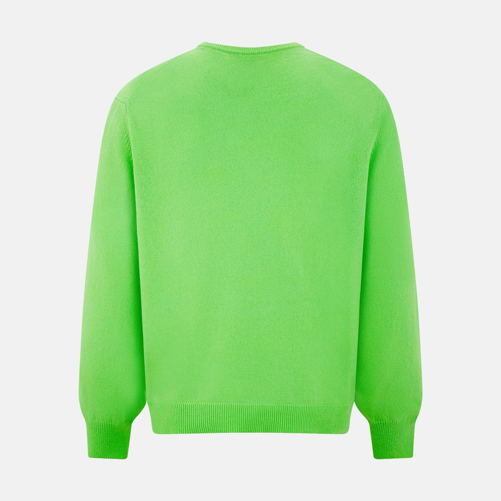 Bright Green Cashmere V-Neck Jumper