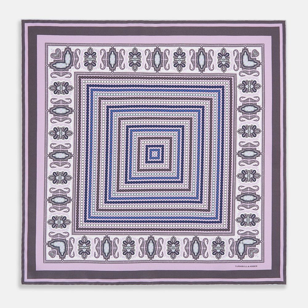Lilac Dots and Paisley Silk Pocket Square