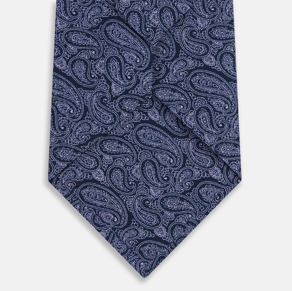 Navy Paisley Silk Tie