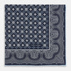 Navy Floral Tile and Paisley Silk Pocket Square