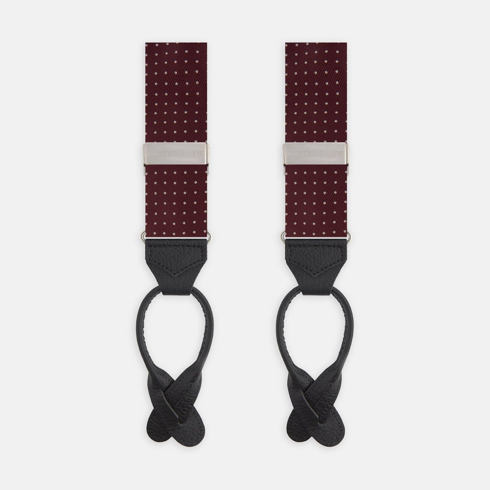 Burgundy Small Spot Adjustable Silk Braces