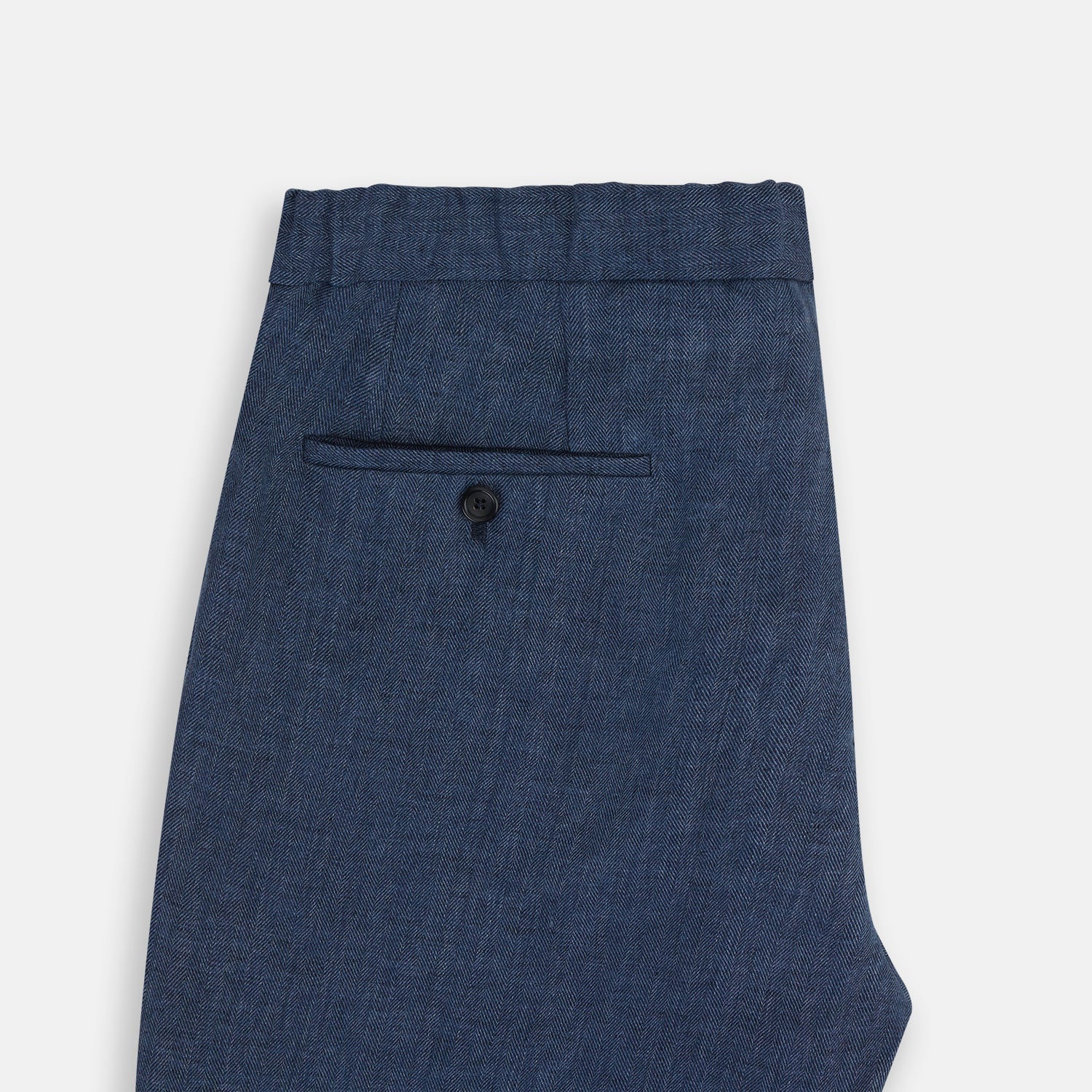 Denim Blue Linen Herringbone Miles Trousers