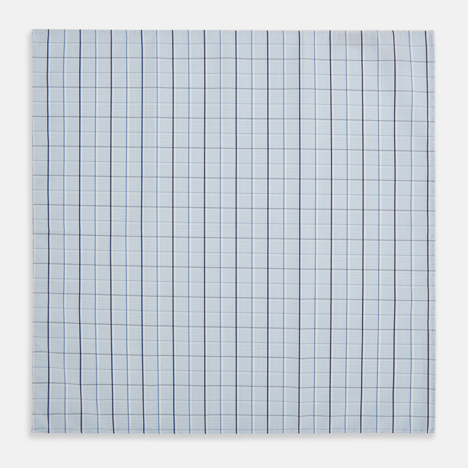 Navy and Blue Combination Check Hand-Rolled Handkerchief