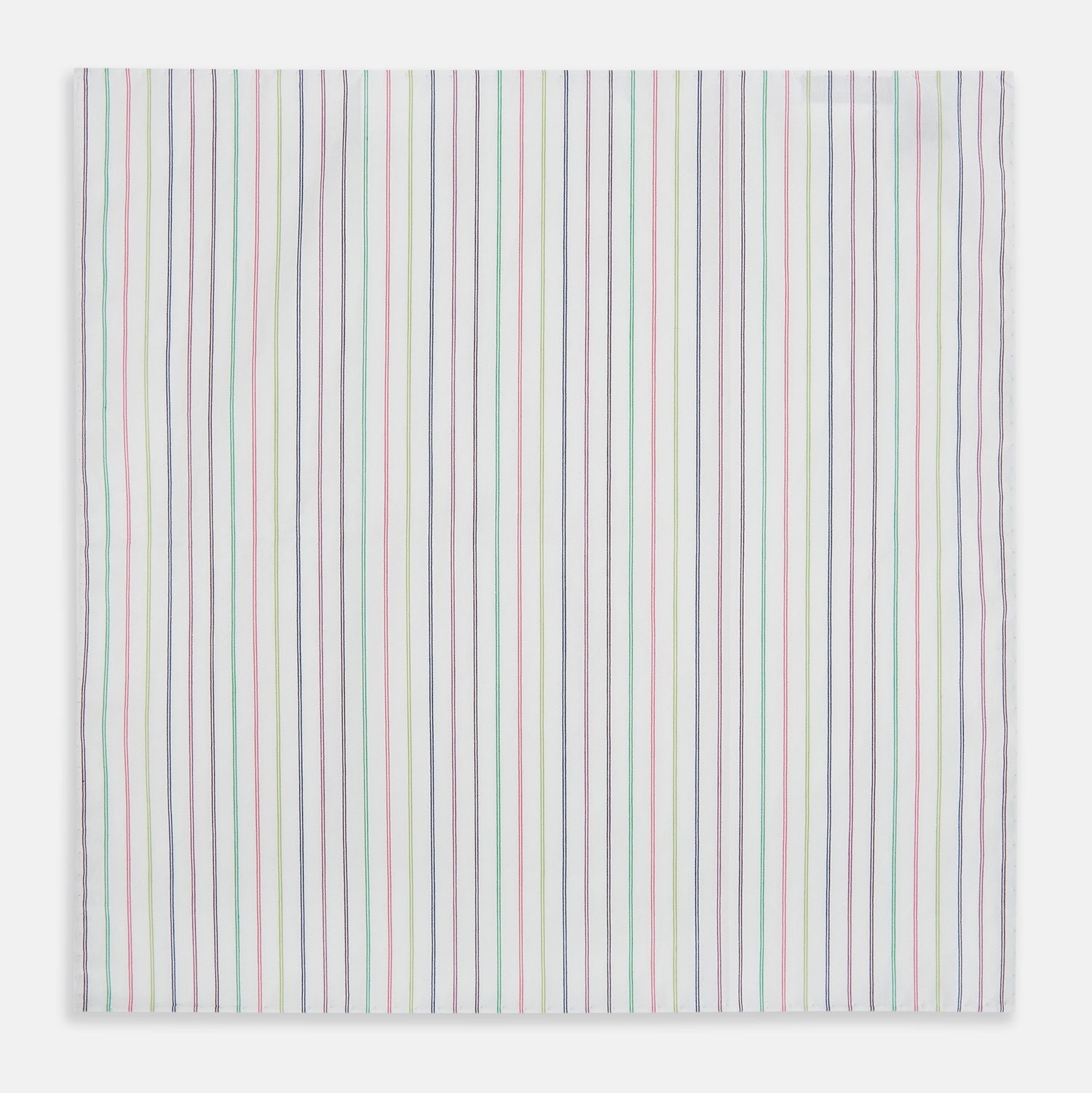 Green Multi Double Pinstripe Hand-Rolled Handkerchief