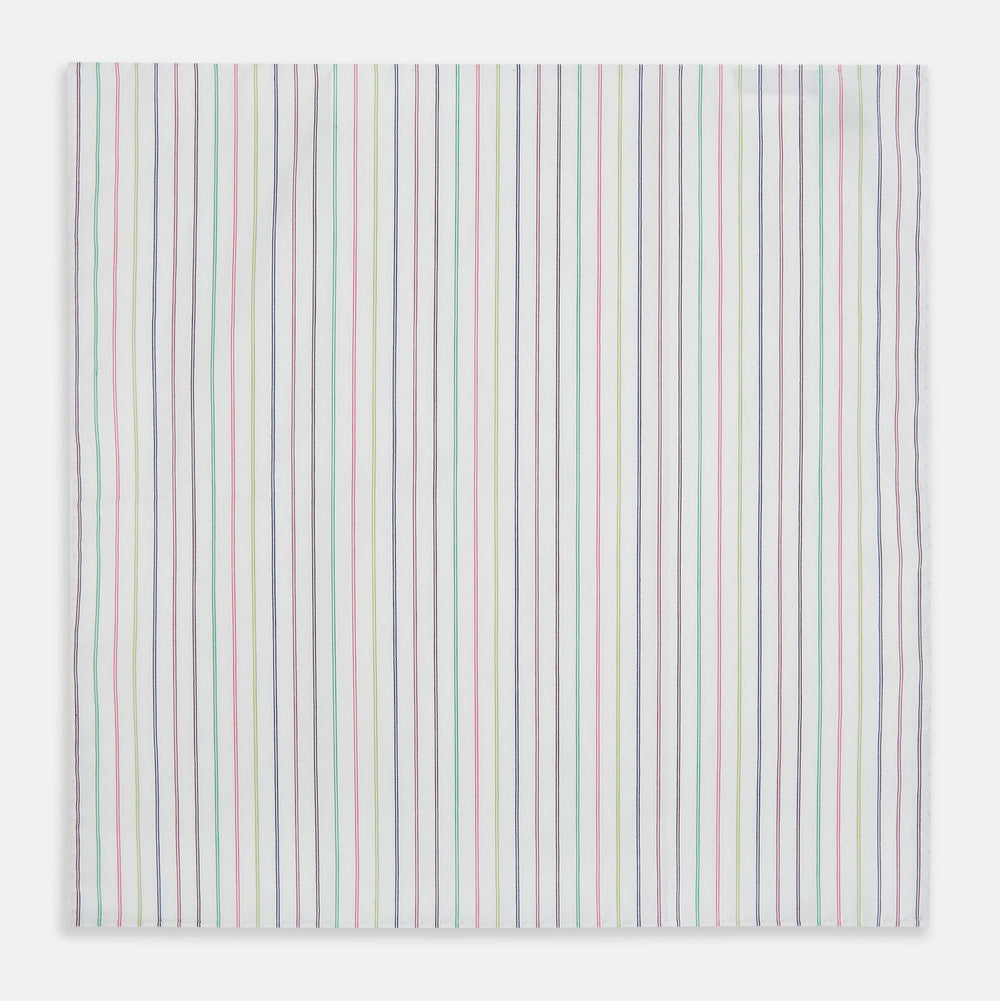 Green Multi Double Pinstripe Hand-Rolled Handkerchief