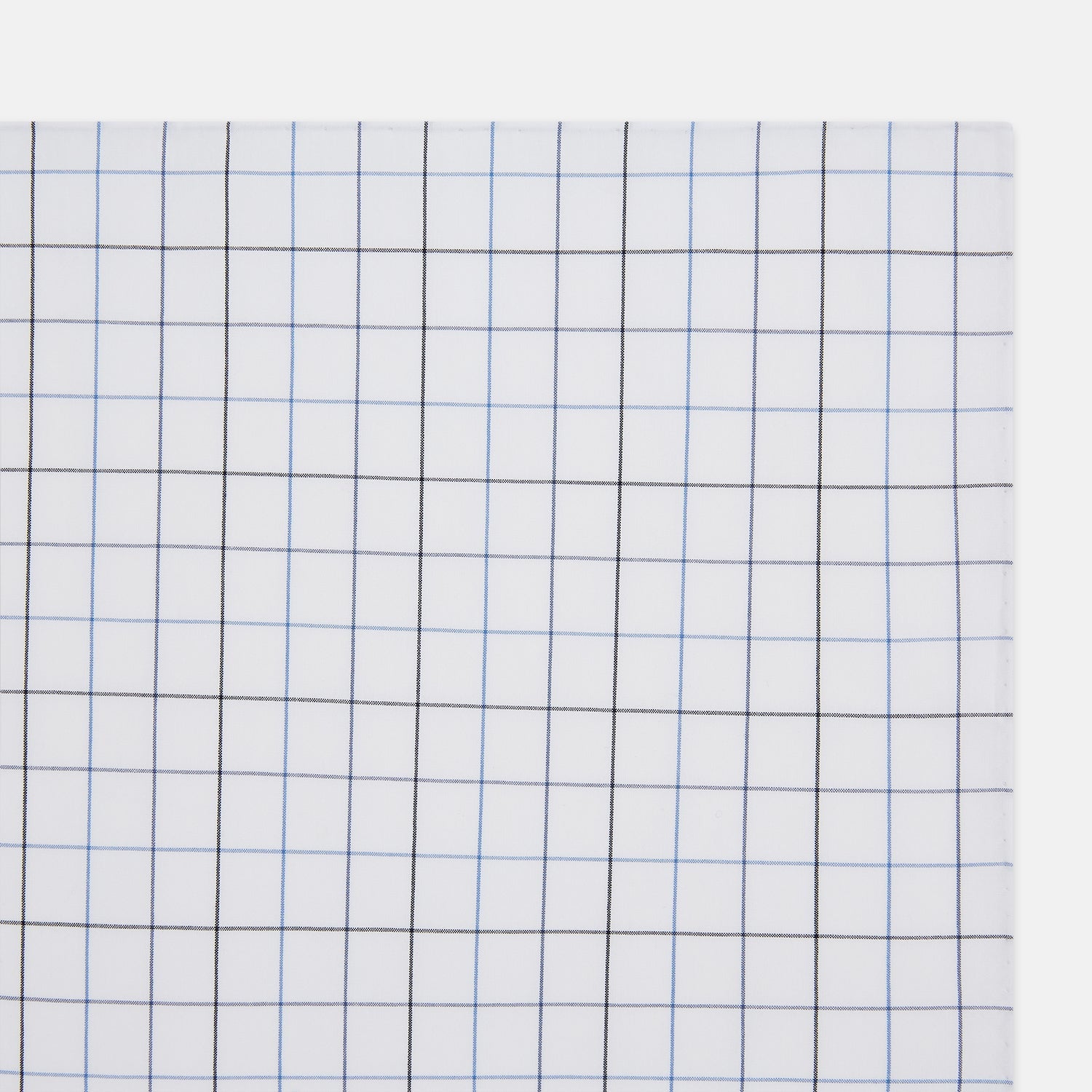 Hand Rolled Blue Grid Check Handkerchief