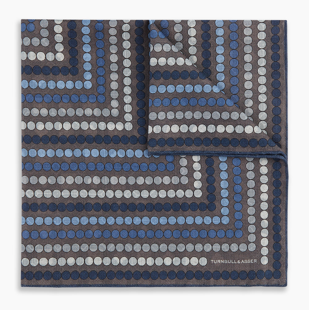 Ash Dots and Floral Tile Double-Sided Silk Pocket Square