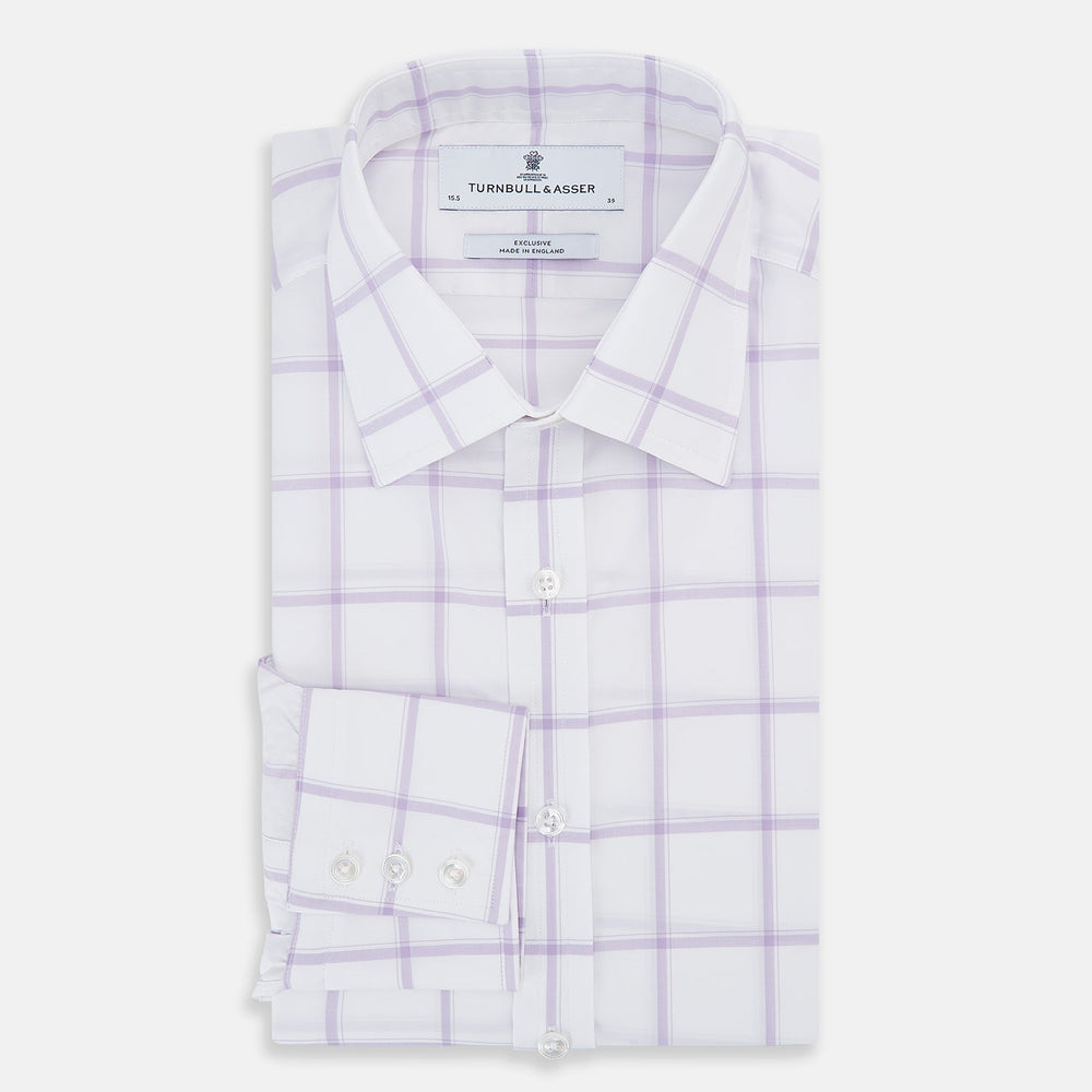 Lilac Grid Check Mayfair Shirt
