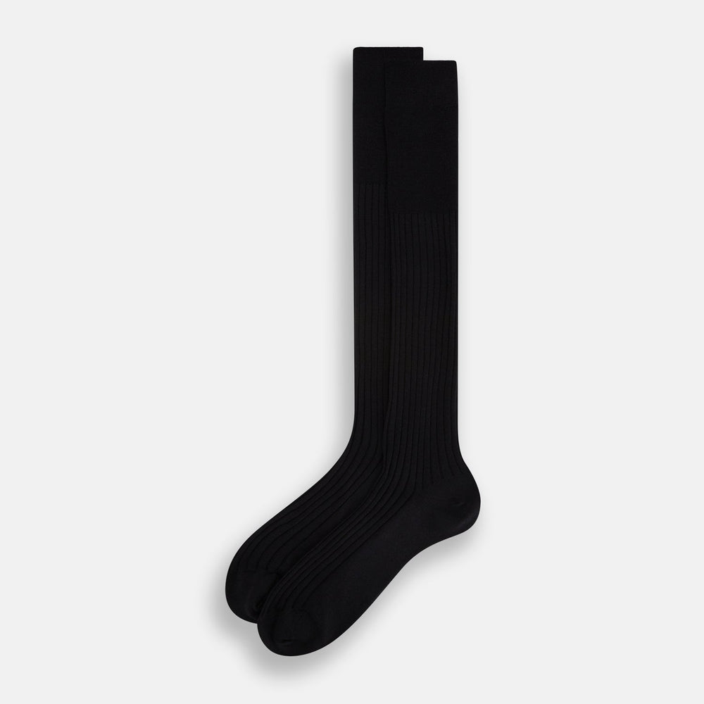 Black Wool Long Socks