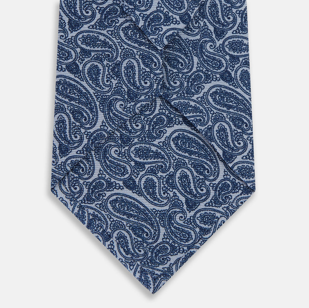 Pale Blue Paisley Silk Tie