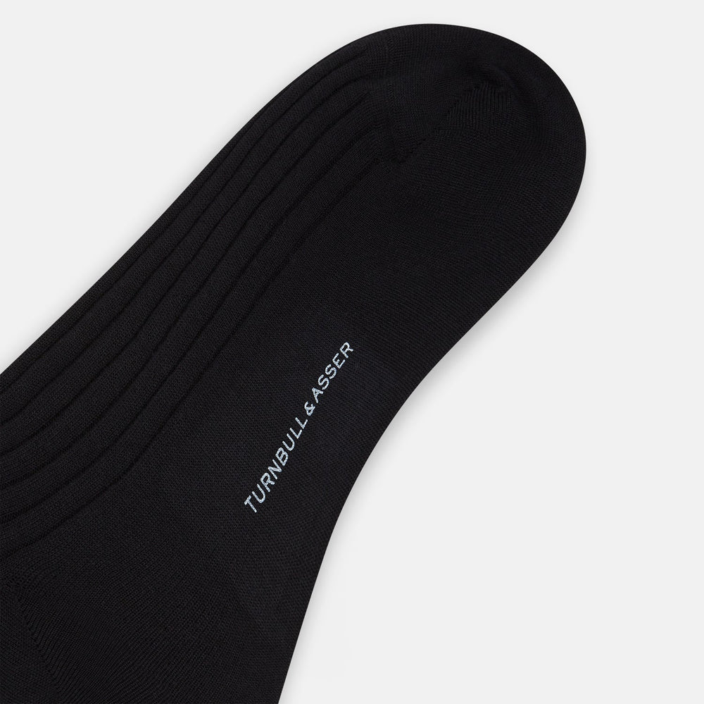 Black Wool Long Socks