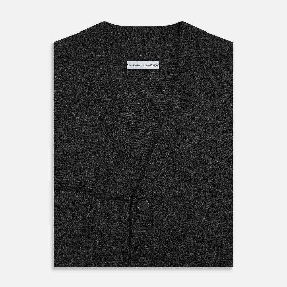 Dark Grey Melange Cashmere Cardigan
