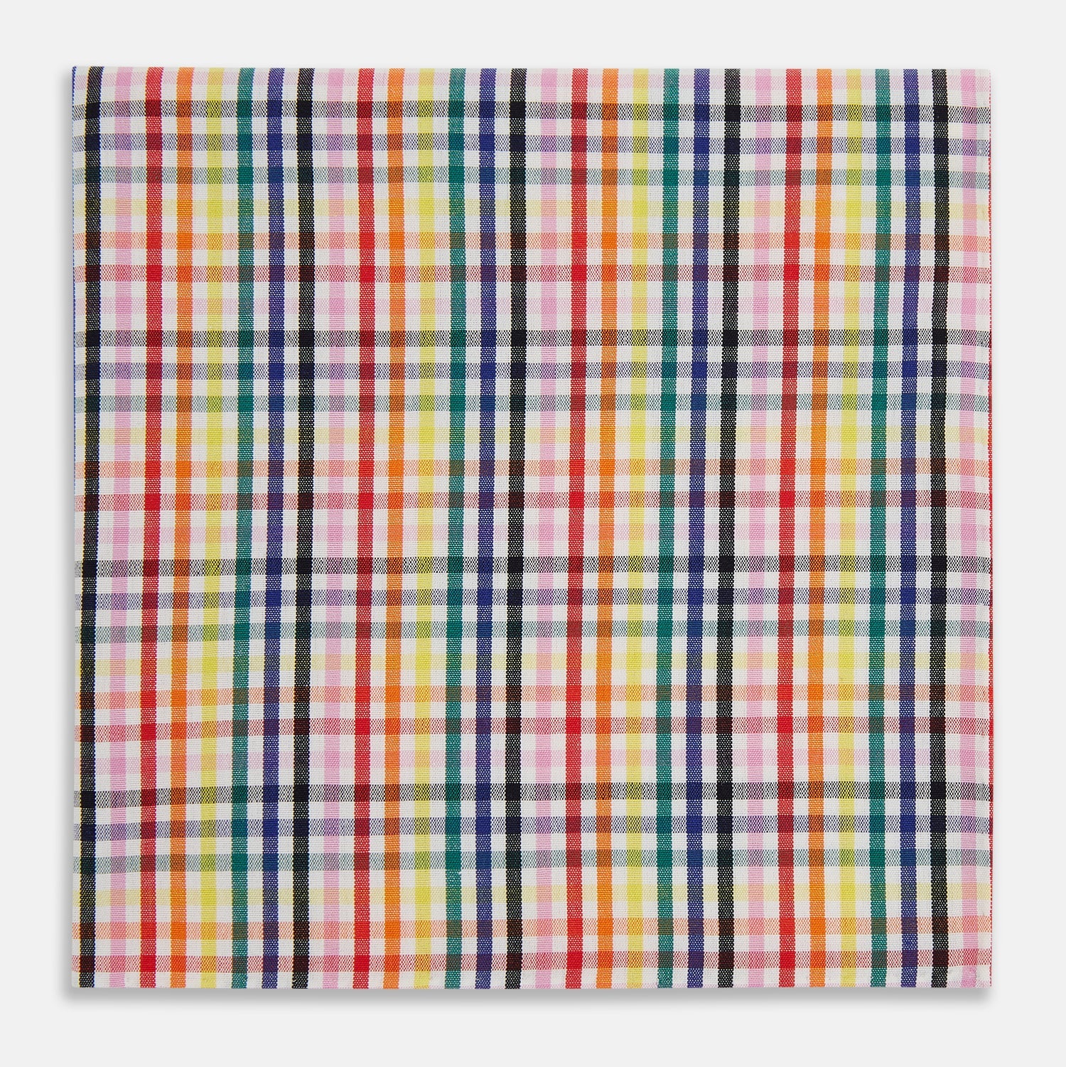 Hand Rolled Multi-coloured Grid Check Handkerchief