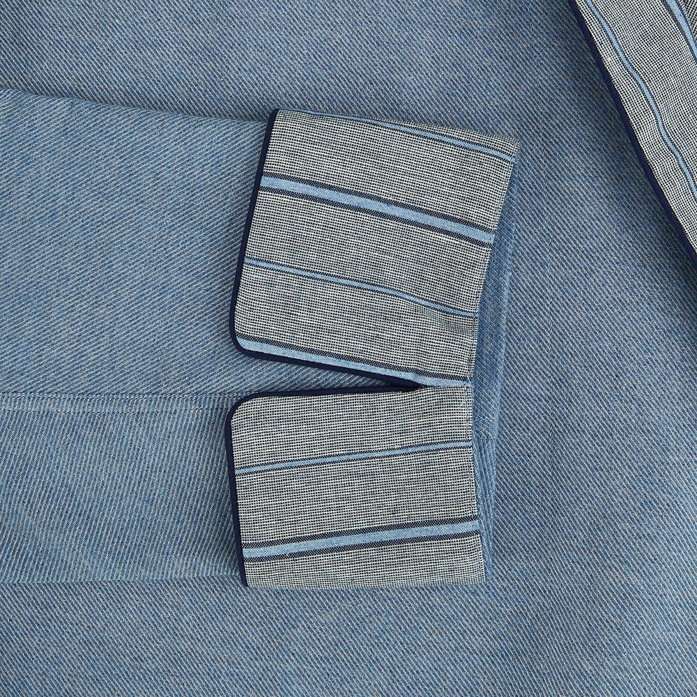 Blue Stripe Collar Cotton Twill Gown